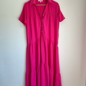 Jacquie The Label Fuchsia Button-Up Maxi Dress
